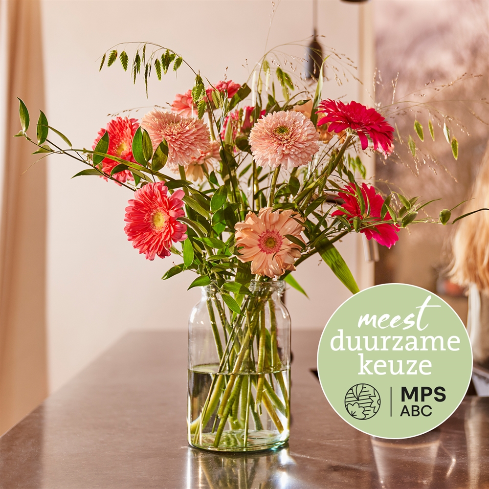 Groen gekeurd gerbera boeket